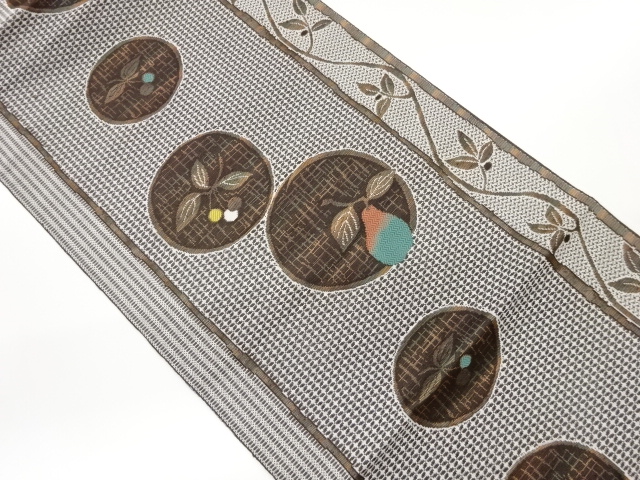 JAPANESE NAGOYA OBI / WOVEN STRIPE & FRUITS